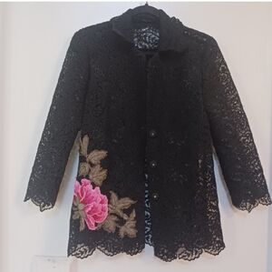 Alberto Makali Jacket Lace Evening Floral Flower Black USE MEASUREMENTS NO TAG